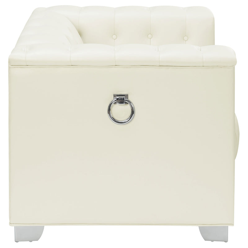 Sillón decorativo Chaviano con brazos rectos tapizado, blanco perla