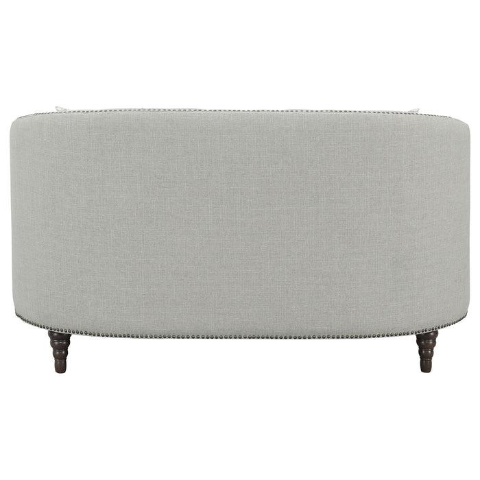 Avonlea Sloped Arm Upholstered Loveseat Trim Grey