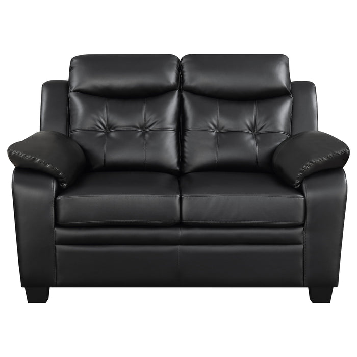 Finley Upholstered Pillow Top Arm Living Room Set Black