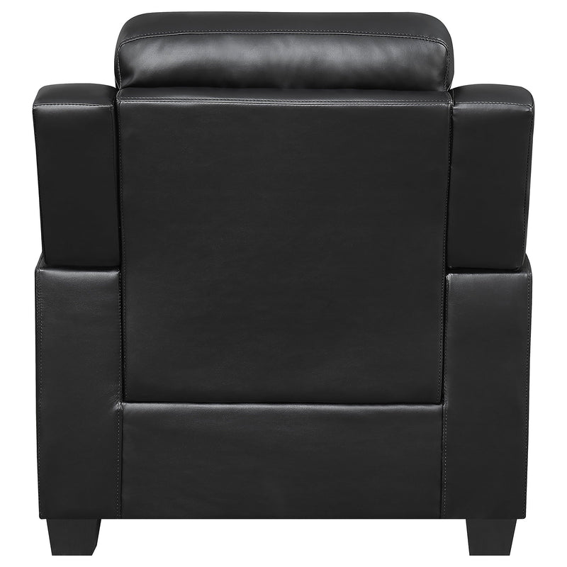 Sillón decorativo Finley tapizado acolchado con brazos y botones, color negro