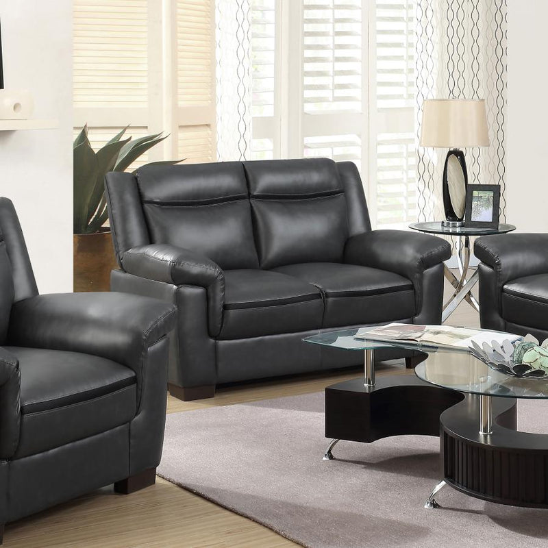 Sofá biplaza Arabella tapizado con reposabrazos acolchados, gris