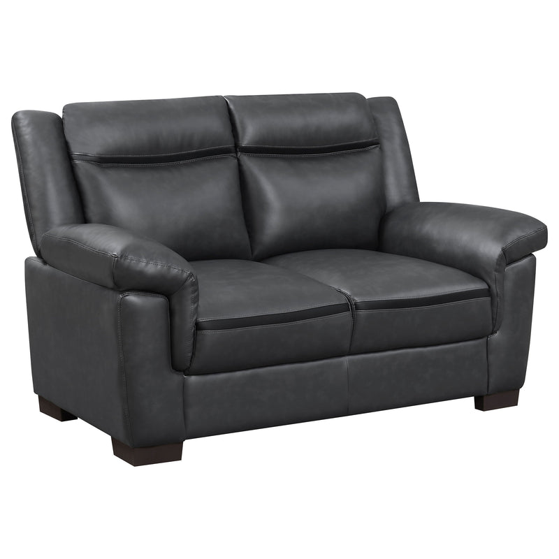 Sofá biplaza Arabella tapizado con reposabrazos acolchados, gris