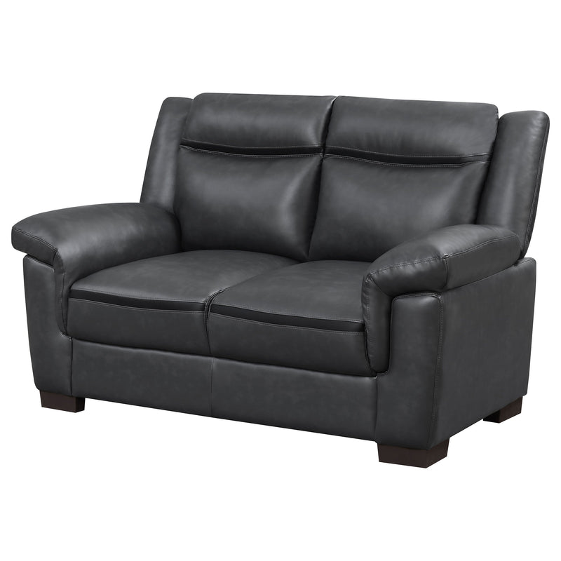 Sofá biplaza Arabella tapizado con reposabrazos acolchados, gris