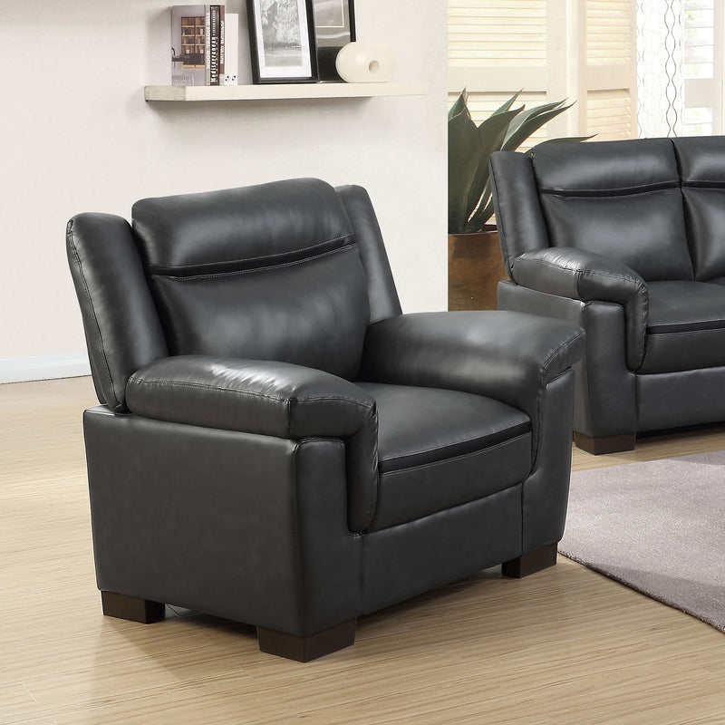 Sillón decorativo acolchado Arabella con brazos, color gris