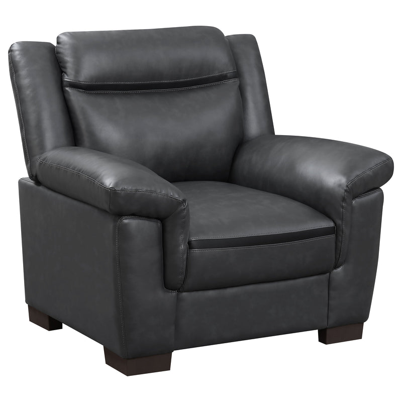 Sillón decorativo acolchado Arabella con brazos, color gris