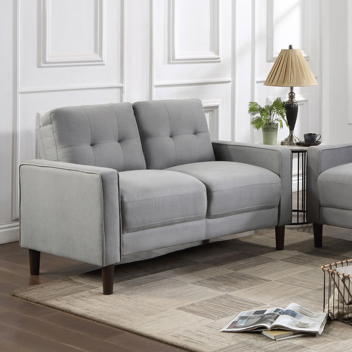 Bowen Upholstered Track Arms Tufted Loveseat Grey