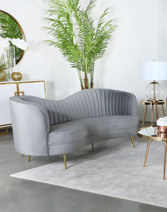 Sophia Upholstered Channel Tufted Sofa Blue