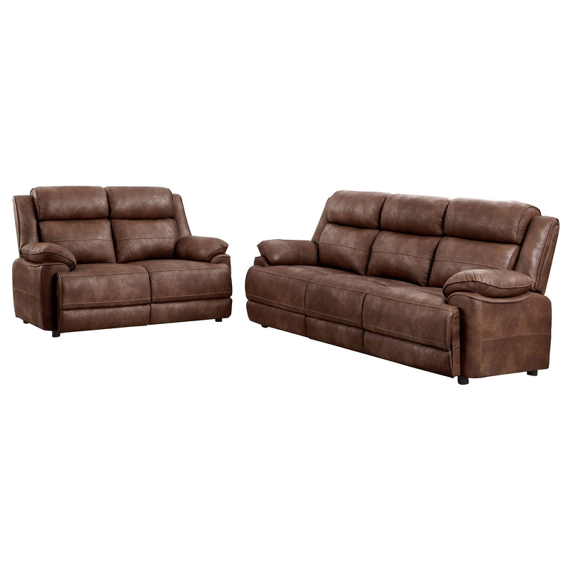 Ellington Upholstered Padded Arm Sofa Set Dark Brown