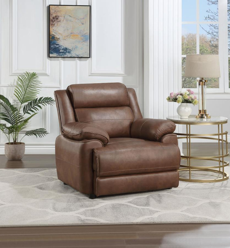 Sillón acentuado Ellington tapizado con brazos acolchados, marrón oscuro