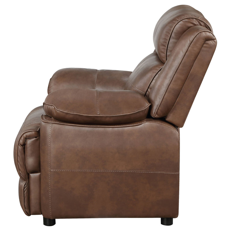 Sillón acentuado Ellington tapizado con brazos acolchados, marrón oscuro