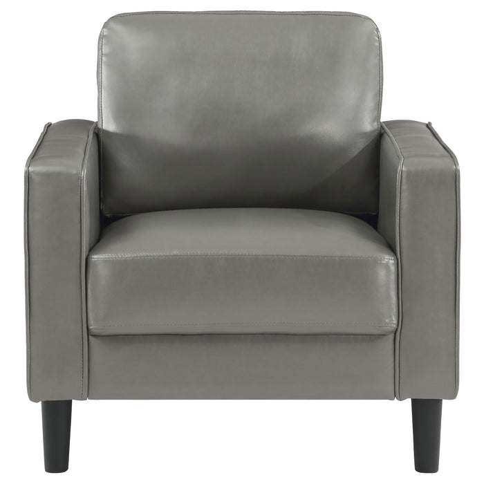 Ruth Upholstered Track Arm Faux Leather Accent Chair Grey