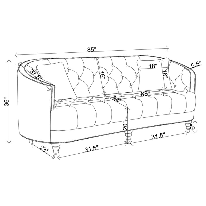 Avonlea Sloped Arm Tufted Sofa Grey