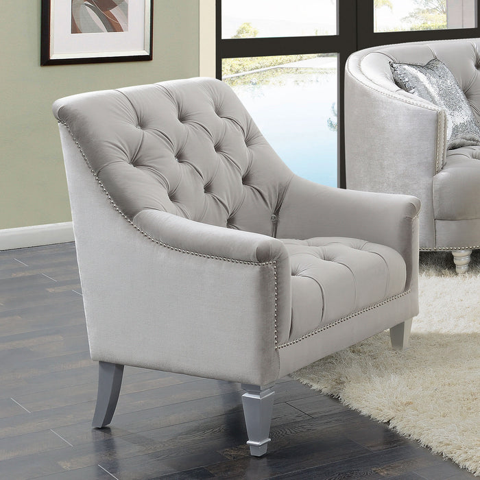 Avonlea Sloped Arm Tufted Chair Grey