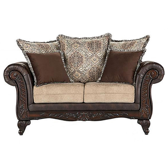 Elmbrook  Upholstered Rolled Arm Sofa Set Brown