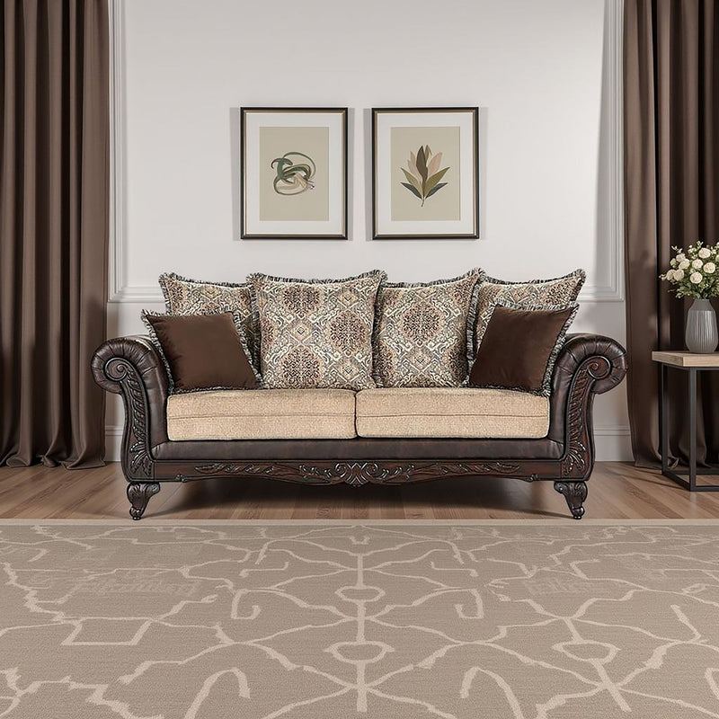 Elmbrook Upholstered Rolled Arm Sofa Brown