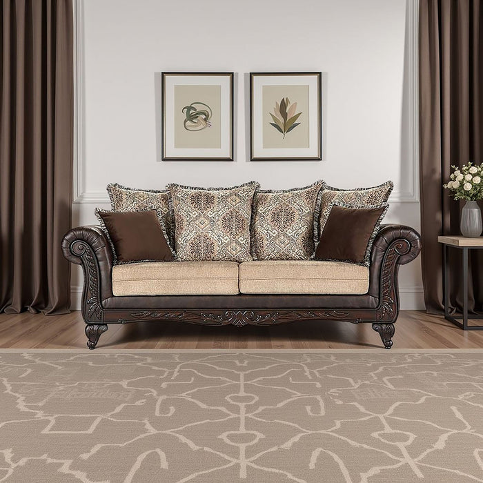 Elmbrook Upholstered Rolled Arm Sofa Brown