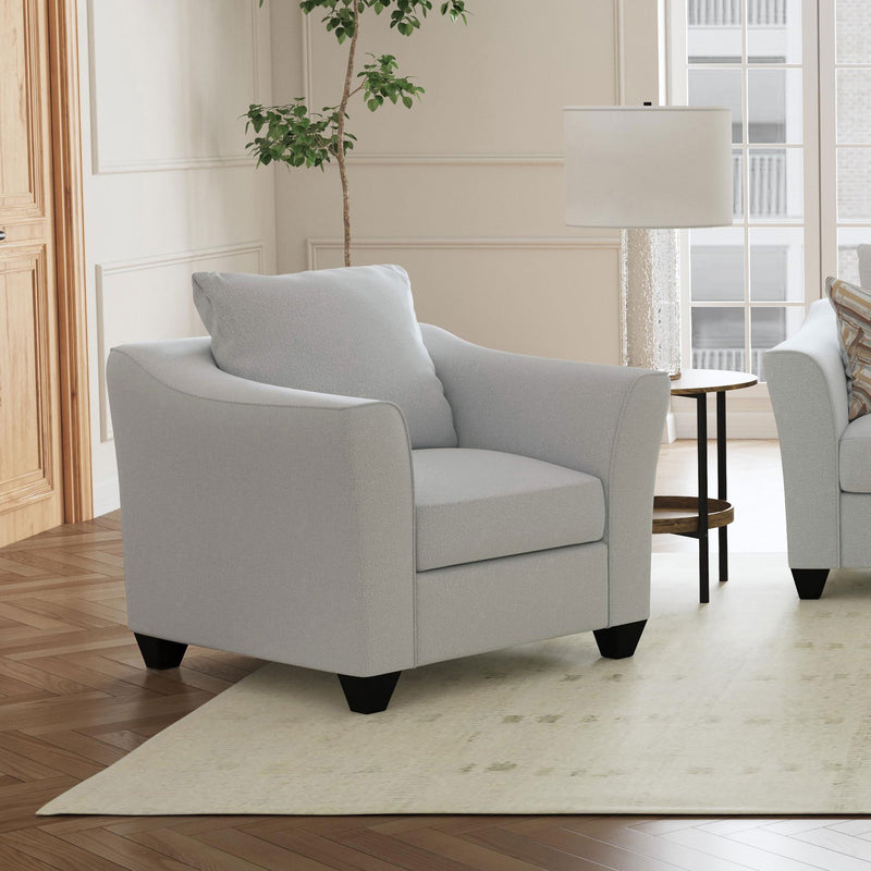 Sillón decorativo Salizar con brazos acampanados y tapizados