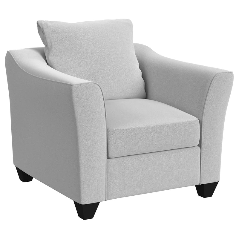 Sillón decorativo Salizar con brazos acampanados y tapizados