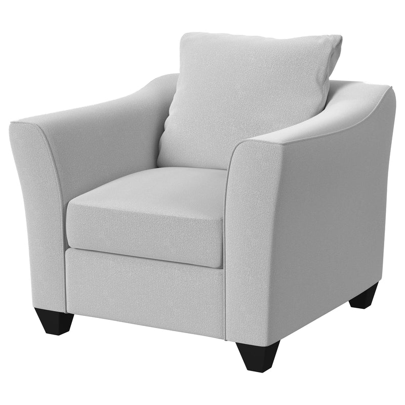 Sillón decorativo Salizar con brazos acampanados y tapizados