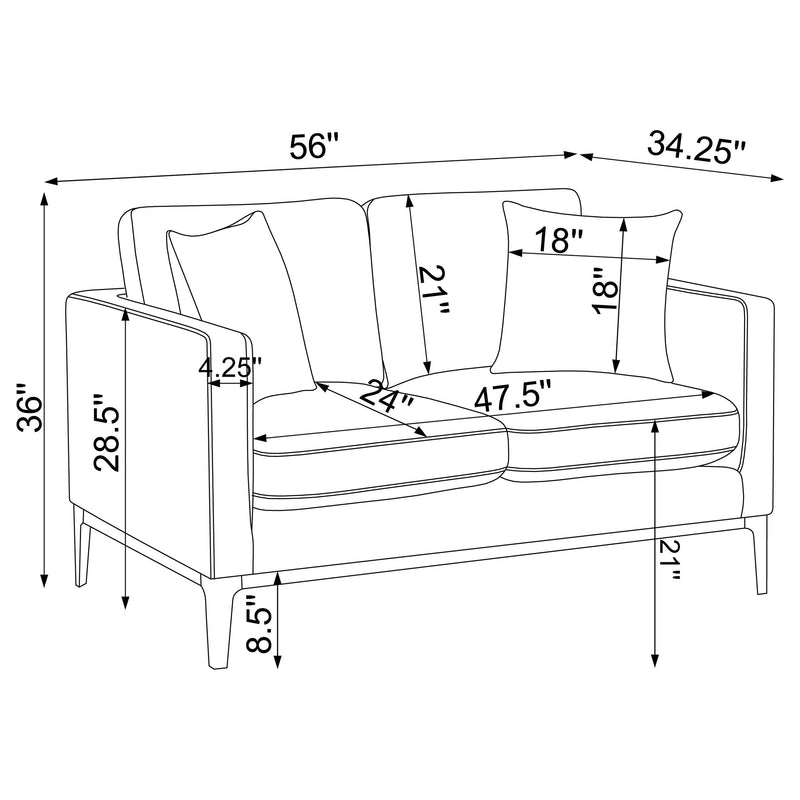 Apperson Upholstered Track Arm Loveseat Light Grey