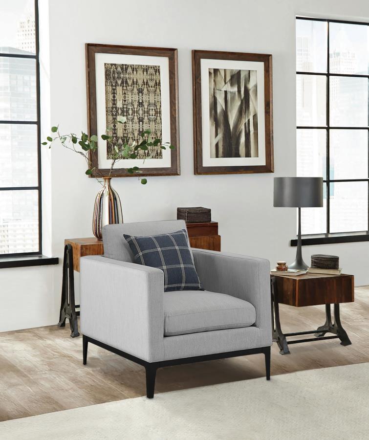 Sillón decorativo Apperson con reposabrazos, gris claro