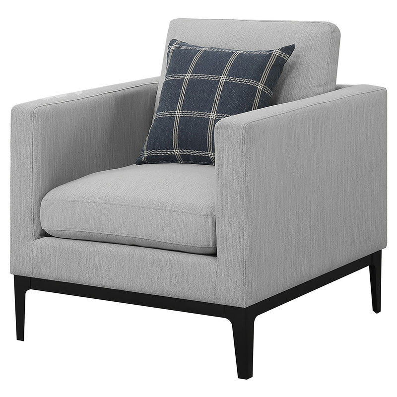 Sillón decorativo Apperson con reposabrazos, gris claro
