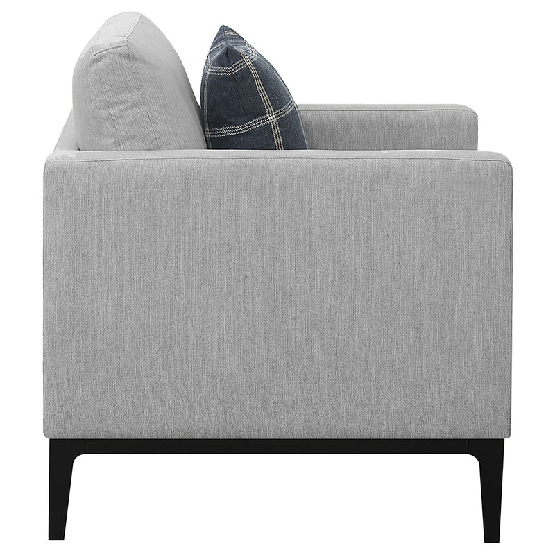 Sillón decorativo Apperson con reposabrazos, gris claro