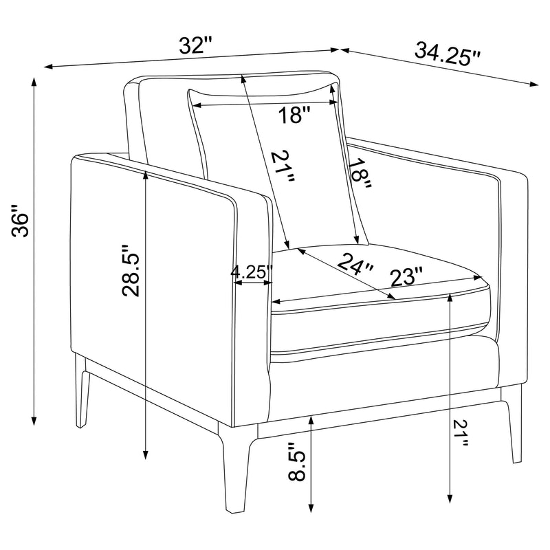 Sillón decorativo Apperson con reposabrazos, gris claro