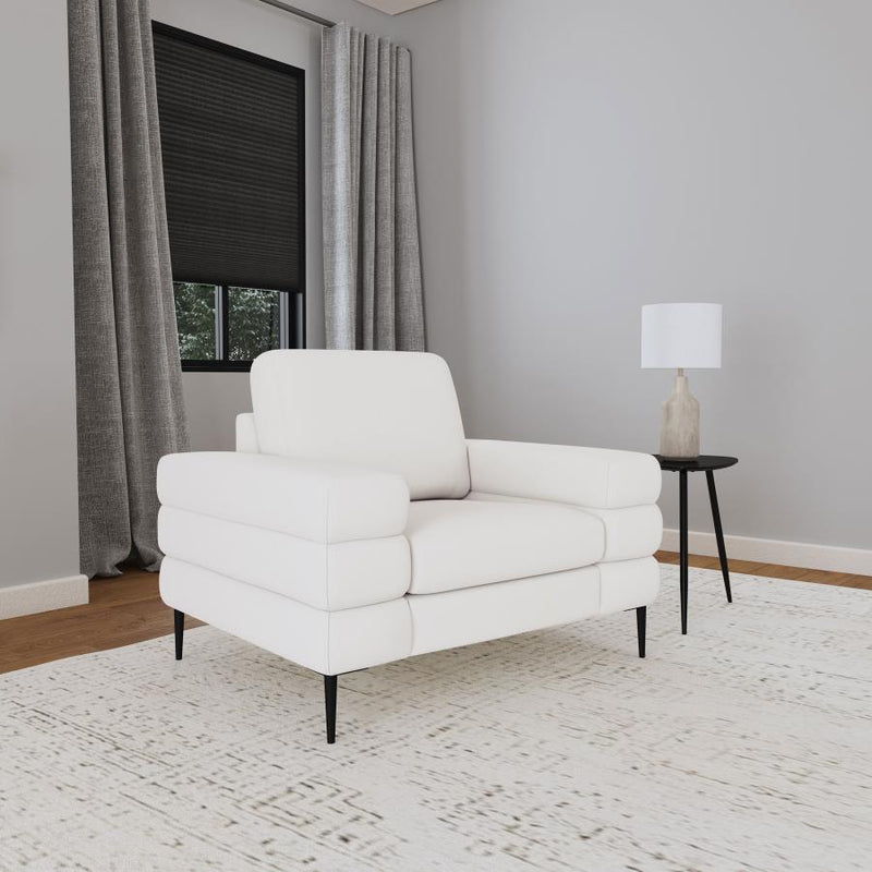 Jessel Sillón con brazos de terciopelo de chenilla color marfil