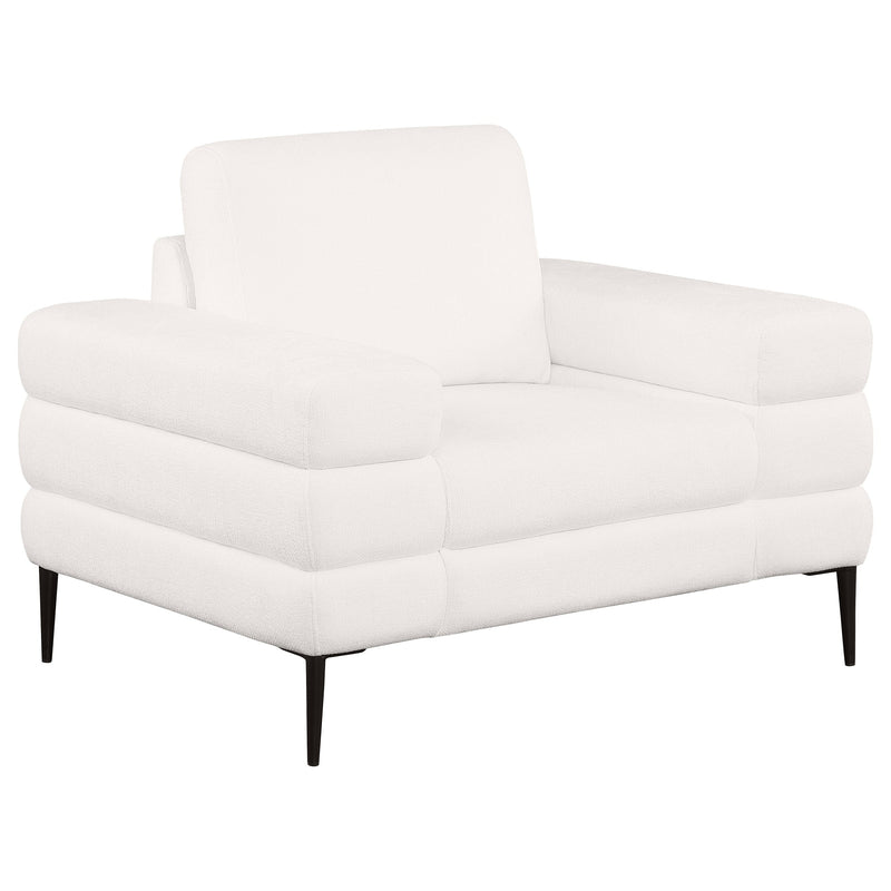 Jessel Sillón con brazos de terciopelo de chenilla color marfil