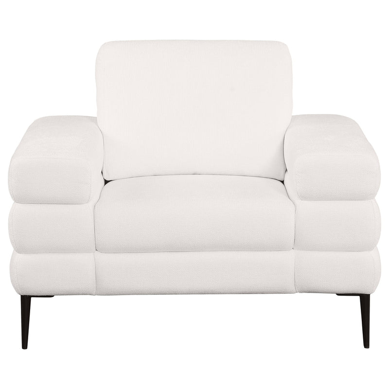 Jessel Sillón con brazos de terciopelo de chenilla color marfil