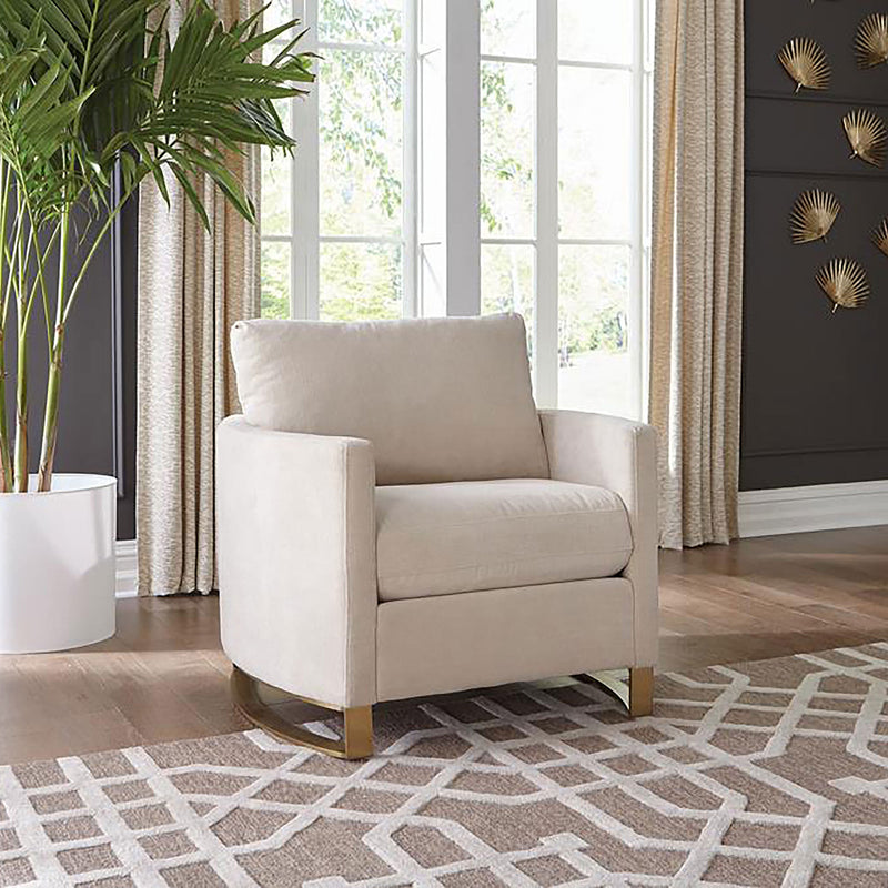 Sillón Corliss con reposabrazos curvos tapizado