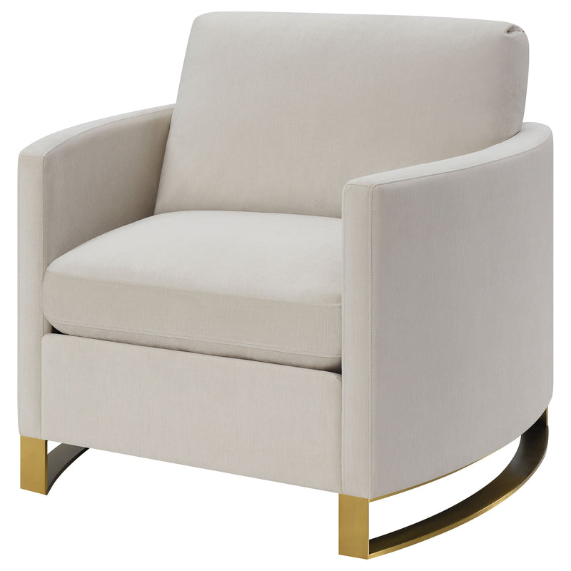 Sillón Corliss con reposabrazos curvos tapizado