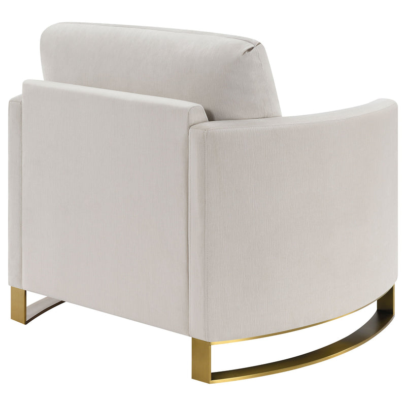 Sillón Corliss con reposabrazos curvos tapizado