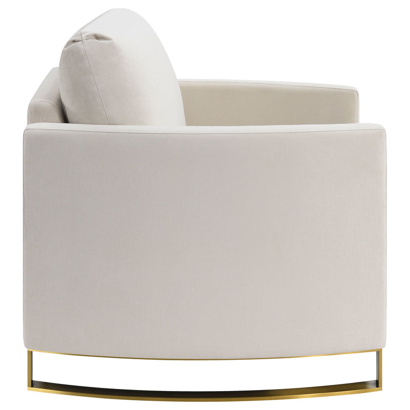 Sillón Corliss con reposabrazos curvos tapizado