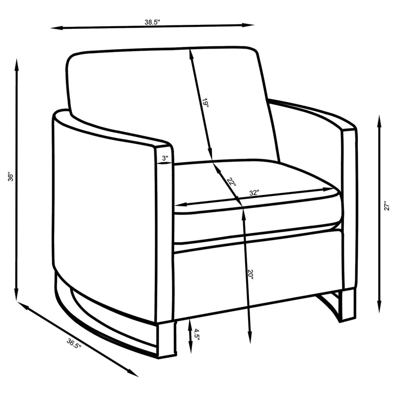 Sillón Corliss con reposabrazos curvos tapizado