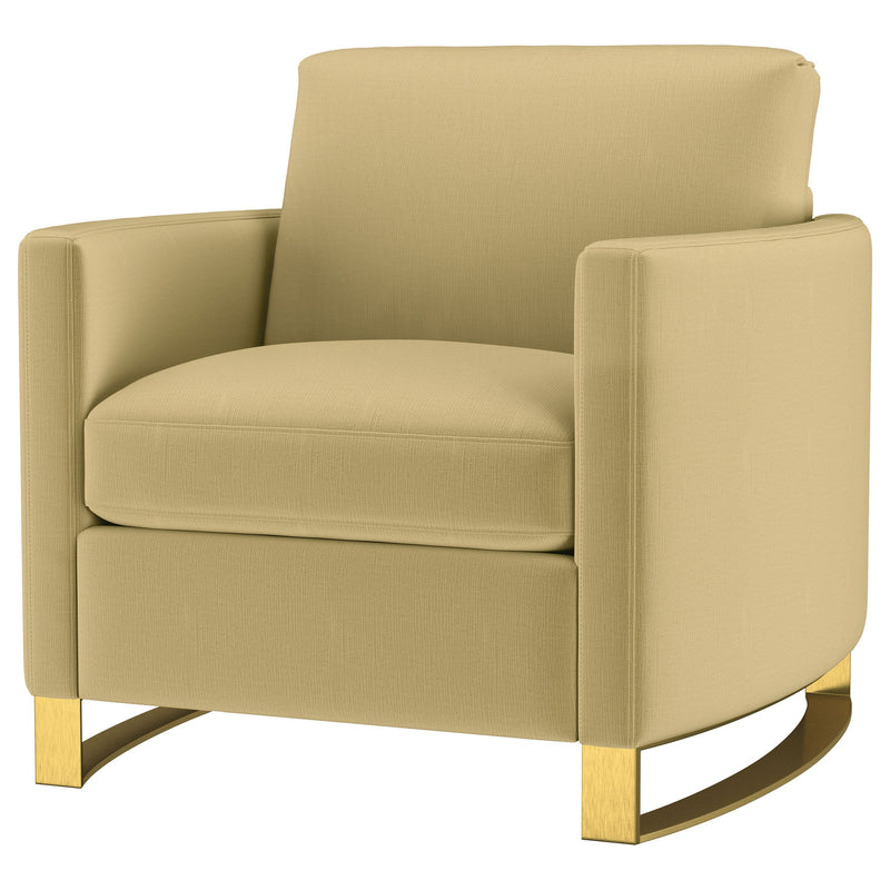 Sillón Corliss con reposabrazos curvos tapizado