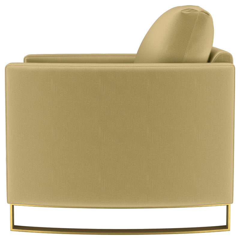 Sillón Corliss con reposabrazos curvos tapizado