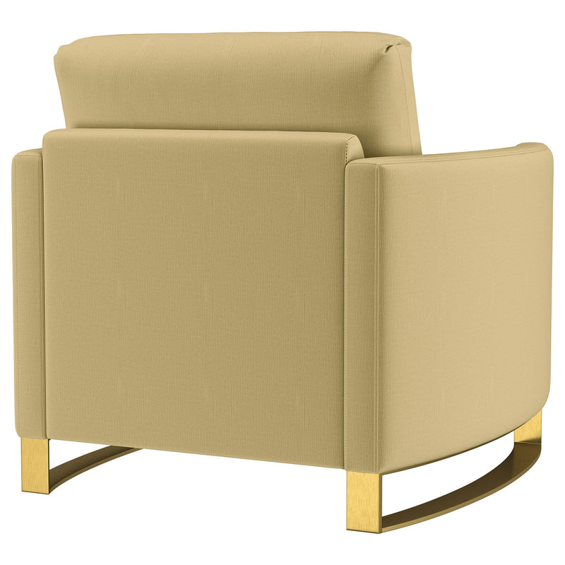 Sillón Corliss con reposabrazos curvos tapizado
