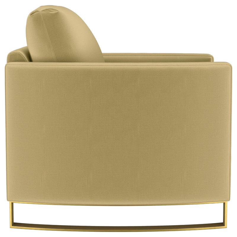 Sillón Corliss con reposabrazos curvos tapizado