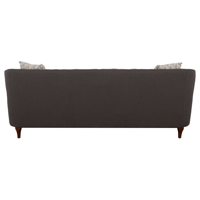 Shelby Recessed Arms and Tufted Tight Back Sofa Grey and Brown