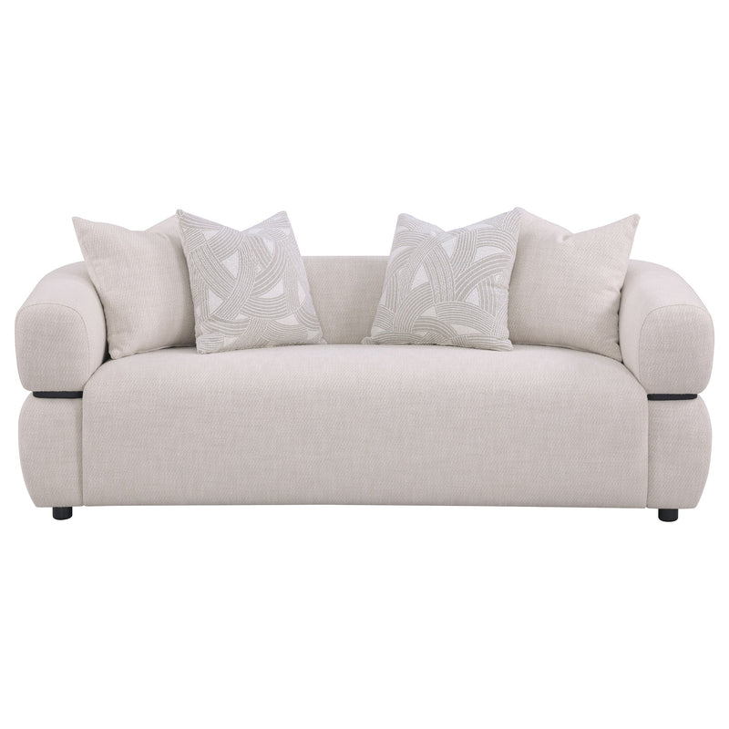 Jeanette 84-inch Fabric Upholstered Round Arm Sofa Beige
