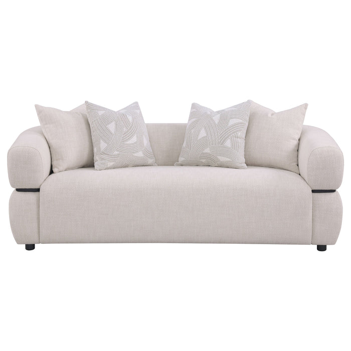 Jeanette 84-inch Fabric Upholstered Round Arm Sofa Beige