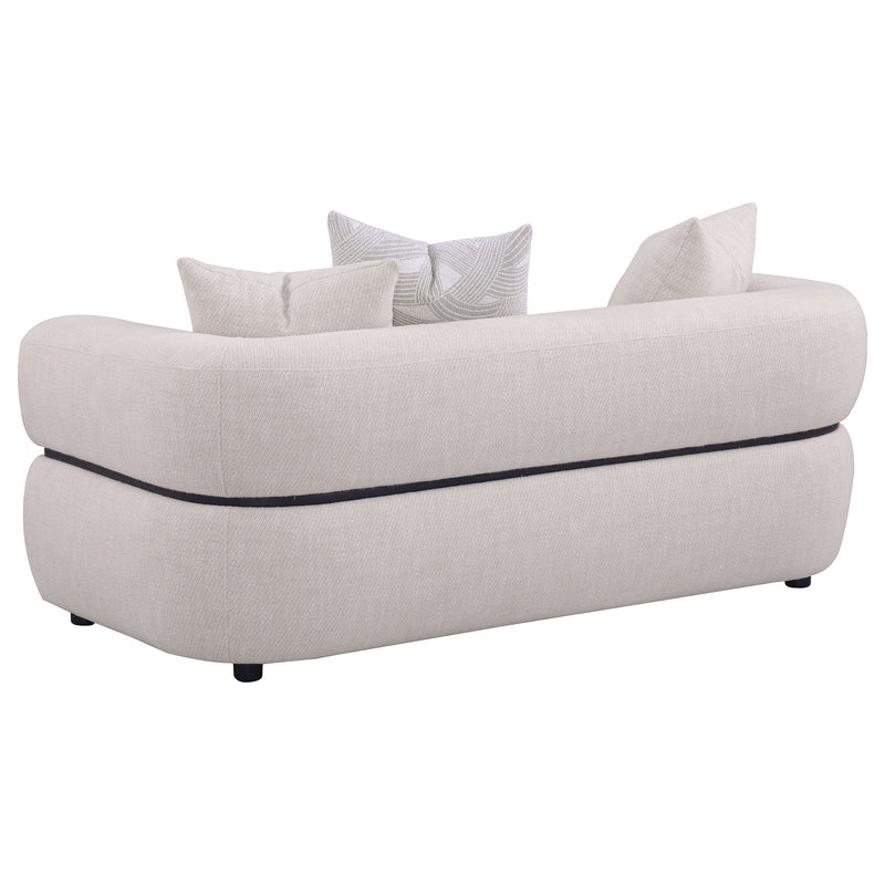 Sofá biplaza de tela tapizado con brazo redondo Jeanette de 73 pulgadas, color beige