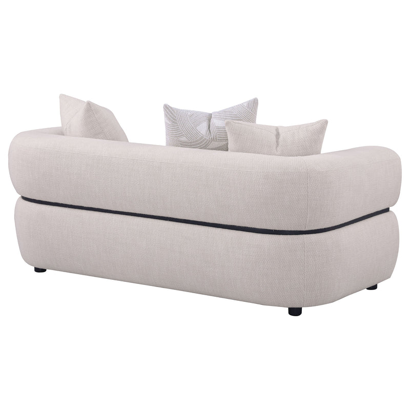 Sofá biplaza de tela tapizado con brazo redondo Jeanette de 73 pulgadas, color beige