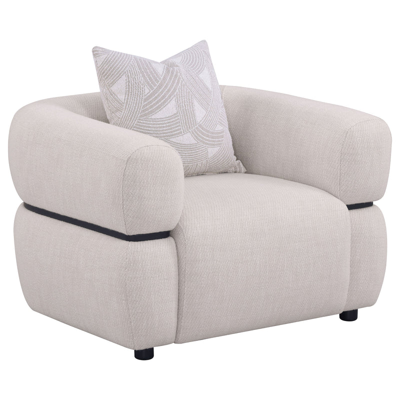 Sillón Jeanette con tapicería de tela, brazos redondos, color beige