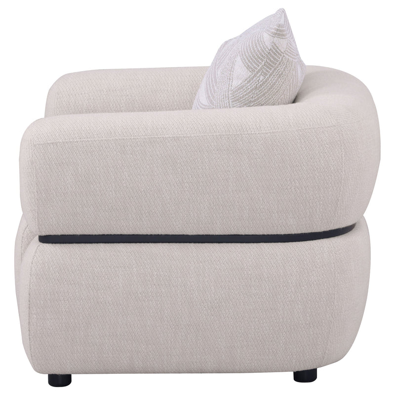 Sillón Jeanette con tapicería de tela, brazos redondos, color beige