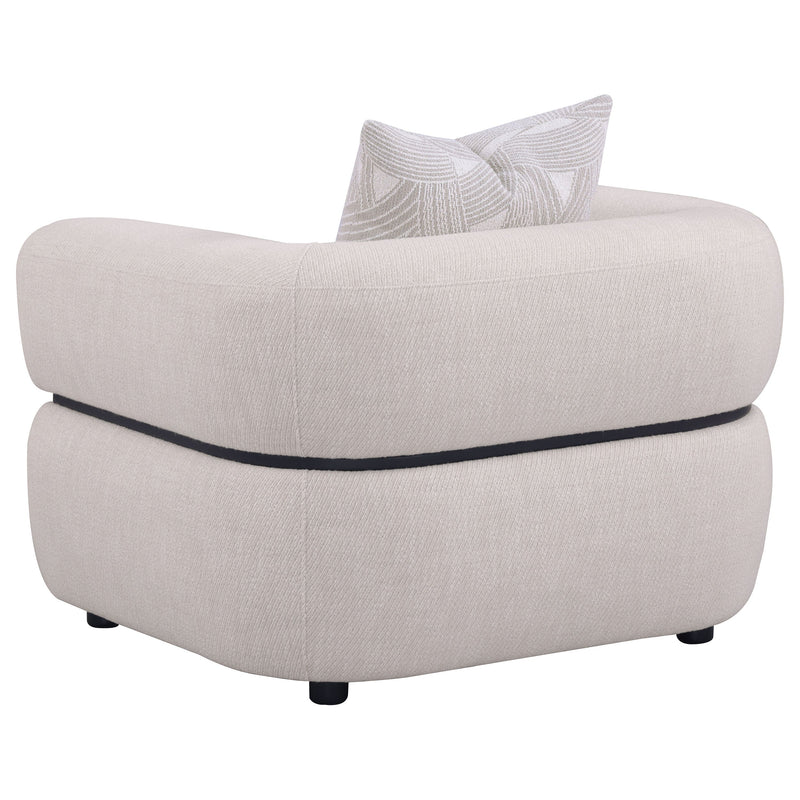 Sillón Jeanette con tapicería de tela, brazos redondos, color beige