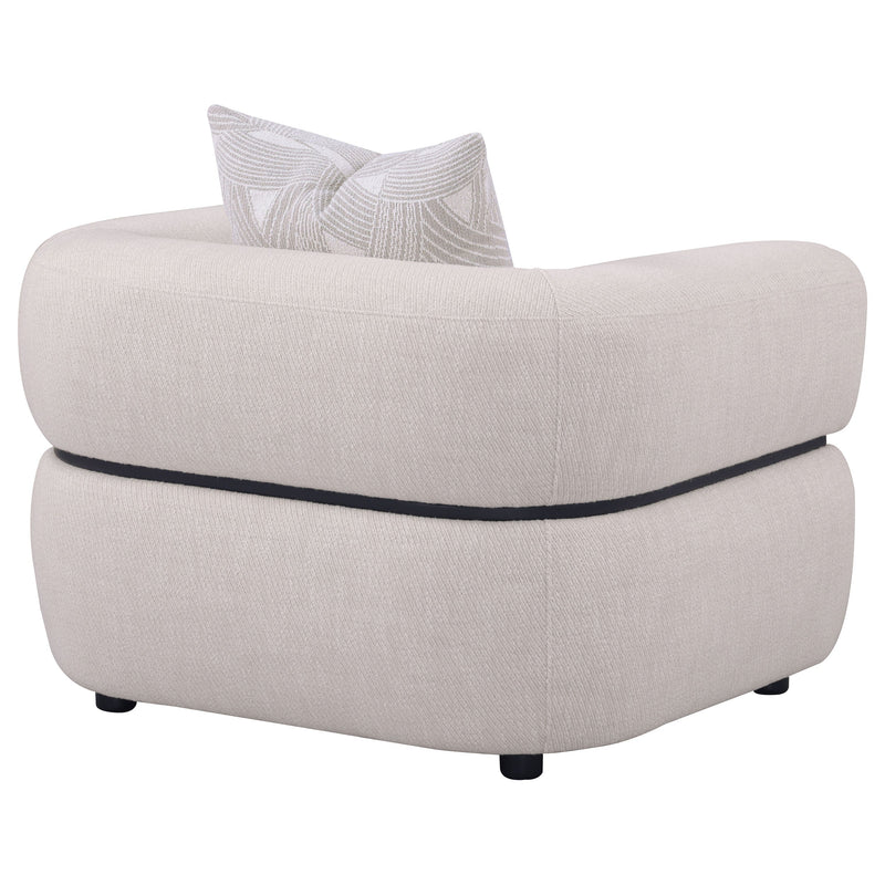 Sillón Jeanette con tapicería de tela, brazos redondos, color beige