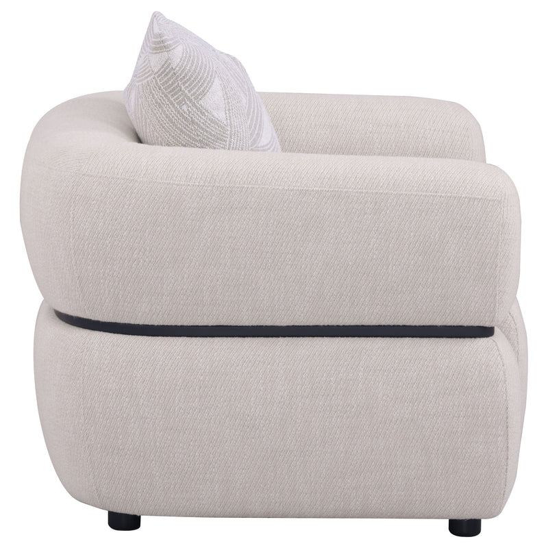 Sillón Jeanette con tapicería de tela, brazos redondos, color beige